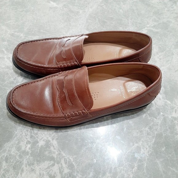 COPY - COLE HAAN Grand OS Men's Pinch Hand Sewn Brown Leather Penny Loafers Siz… - Picture 3 of 8